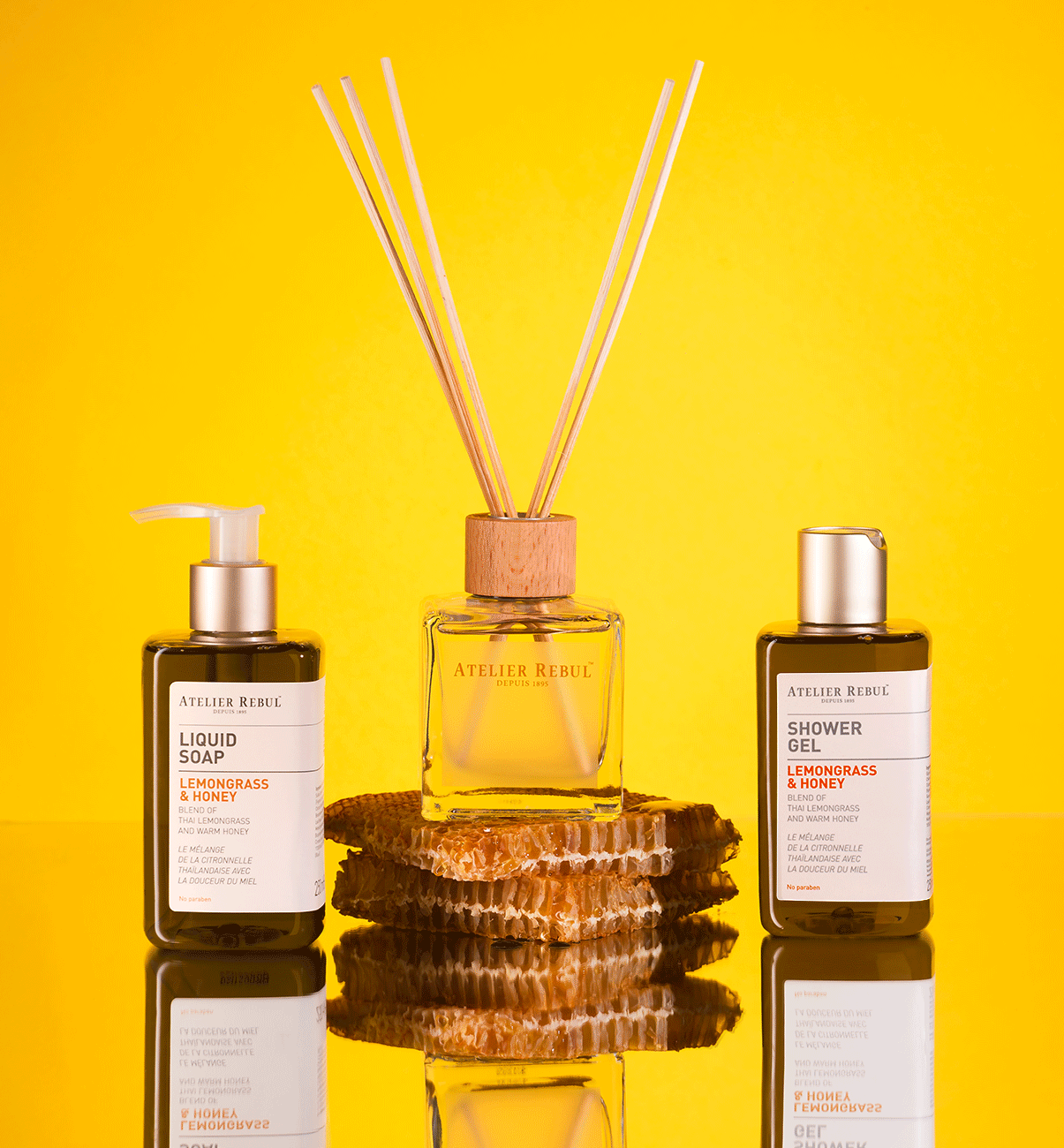 Citroengras & Honing Geurstokjes 120ml - Atelier Rebul